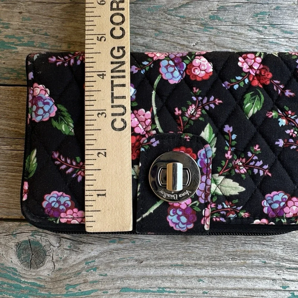 Vera Bradley Turn Lock Wallet 7.5 Inch Winter Berry Multicolor Zip Quilted Boho